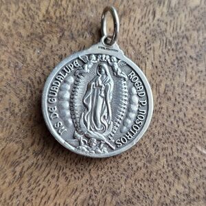 Creed Large Silver Religious Lady of Gudalupe Pendant Necklace